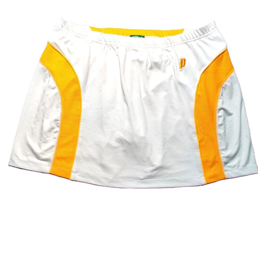 Prince Tennis Skort White Yellow Mesh Panels Built-In Shorts Women’s XL
